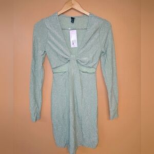 Wild Fable Shimmering Light Green Long Sleeve Dress